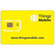 SIM-Karte für IOT und M2M - Things Mobile - mit weltweiter Netzabdeckung und Mehrfachanbieternetz GSM/2G/3G/4G. Ohne Fixkosten und ohne Verfallsdatum. 60 € Guthaben inklusive