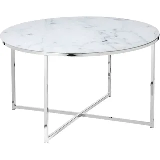 SalesFever Couchtisch Marmor weiß / Metall 80 x 45 x 80 cm
