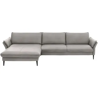 Valdera Ecksofa , Hellgrau , Leder , Echtleder , Longlife-Leder, Semi-Anilinleder , Ottomane links, L-Form , 334x172 cm , Goldenes M , erweiterbar, Fußauswahl, Lederauswahl, Stoffauswahl, planbar, Sitzqualitäten, seitenverkehrt erhältlich, Hocker erhältlich, Rücken echt, individuell planbar , Wohnzimmer, Sofas & Couches, Wohnlandschaften, Ecksofas