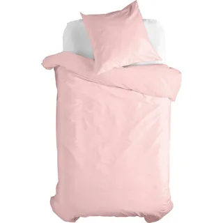 Basic Bettbezug set 2 teiliges Hellrosa 135 x 200 cm 100% Baumwolle Hergestellt in Europa - Hellrosa