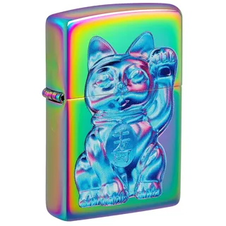 Zippo Sturmfeuerzeug - Lucky Cat, Multi Color, Color Image - Nachfüllbar - Wiederverwendbar - Windfestes Design - Geschenkbox - Made in USA