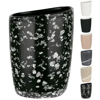 Spirella Zahnputzbecher Zahnbürstenhalter Etna 9x7x12,5 cm Steinoptik - Schwarz Glitzer