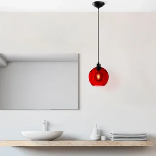 Opviq Elegant Red Chandelier, Adjustable Height 40-120 cm, Metal Body, Ø20 cm Cap, Ø14 cm Base, 1 x E27 Socket, Perfect for Modern Decor | IP20 Rated