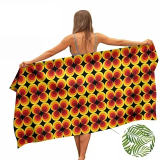 Ulticool Mikrofaser Handtuch 160 x 80 cm Doppelseitiger Druck - Retro Vintage Blumen 60er 70er - Leicht Reisehandtuch Schnelltrocknend Badetuch Strandhandtuch Saunatuch Microfiber - Reisen Yoga Sauna