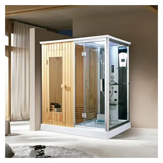 purehaven finnische Sauna und Dampfdusche 170x120 cm mit Aluminiumrahmen komplettem Zubehör Tropenbrause Sitzfläche Radio Fußmassage Rückenmassage