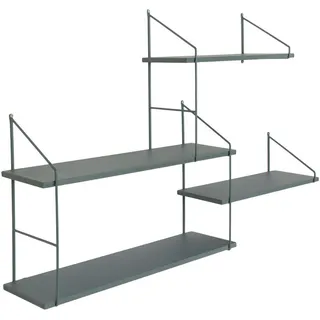 Dekowandregal , Grün , Holz, Metall , Paulownia , 99x62x17.5 cm , Wohnzimmer, Regale, Wandregale