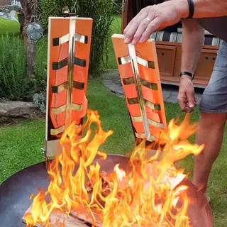VINGO Flammlachsbrett Grillbretter 2er Set Flammlachs mit Edelstahl Halterung Brett Lachsbretter fuer ,BBQ Grill, Outdoor Grill