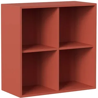 Iconico Home QBE, Wandwürfel mit 4 Fächern, Eingang, Wohnzimmer, Schlafzimmer, Jugendzimmer, Arbeitszimmer, 75 x 35 x 75 cm, Koralle