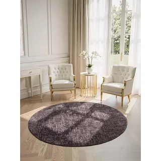 ELLE DECORATION Prisma, braun, H:5mm Ø:200cm, Baumwolle, Polyester, Teppiche, Teppich, Glanz-Effekt, Karo Design, Kachel-Optik, Wohnzimmer, Schlafzimmer,Flur