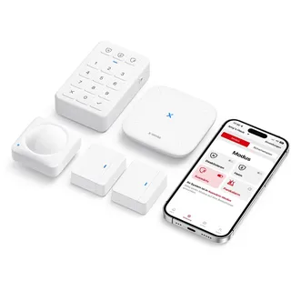 X-Sense Alarmanlage Haus & Wohnung AS05, WLAN Türalarm und Fensteralarm mit App, Smart Alarm-Set mit Türsensor und Fenstersensor, Bewegungsmelder, Home Keypad mit Paniktaste, Funktioniert mit Alexa