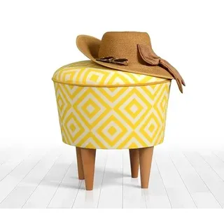 Atelier Del Sofa Stilvoller gelber Pouf, 42 x 42 x 42 cm | 100% Mikrofaser, 6 cm orthopädischer Schaumstoffkern, Holzbeine | Ideal für den Südwest- und Impressionistenstil