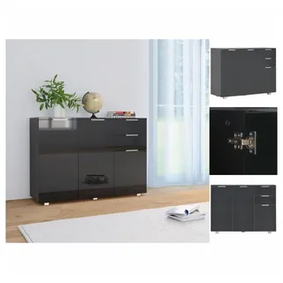 vidaXL Sideboard Hochglanz-Schwarz 107x35x80,5 cm