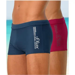 s.Oliver Boxer-Badehose mit Logoschriftzug im coolen Used-Look, rot