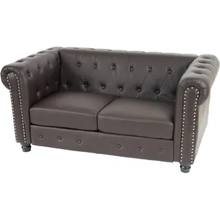 Luxus 2er Sofa Loungesofa Couch Chesterfield Kunstleder 160cm ~ runde Füße, braun