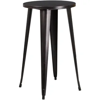 Flash Furniture Runder Stehtisch für drinnen und draußen, Metall, Schwarz/Antikgold, 101,6 x 66,040000000000006 x 12,7 cm