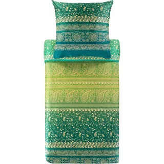 Bassetti Brenta Bettwäsche + 1 Kissenhülle aus 100% Baumwollsatin in der Farbe Grün V1, Maße: 155x220 + 1 K 80x80 cm - 9327396