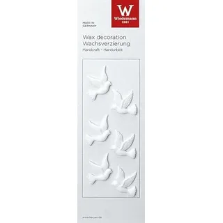 INNA-Glas Wachsverzierung Taubenpaar Arianna, 3 Paare, weiß, 2,5x2cm | Wachsornament