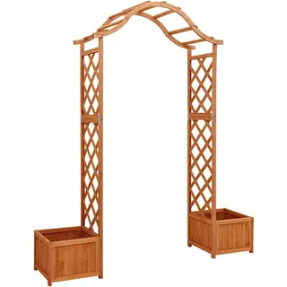 vidaXL Rosenbogen mit Blumenkasten, 175/40/204 cm, aus Massivholz Tanne , Braun , Holz , 175x40x175 cm , Dekoration, Gartendeko
