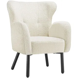 tectake Sessel Vänersborg, 72 x 71 x 92 cm, Bouclé creme/schwarz , Creme, Schwarz , Textil , 72x92x71 cm , Wohnzimmer, Sessel, Polstersessel