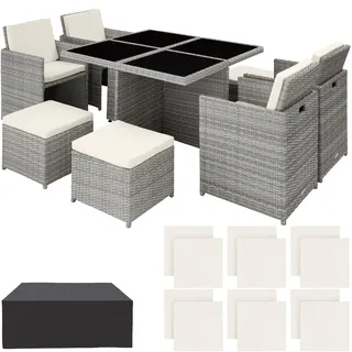 Tectake Manhattan Set 9-tlg. hellgrau