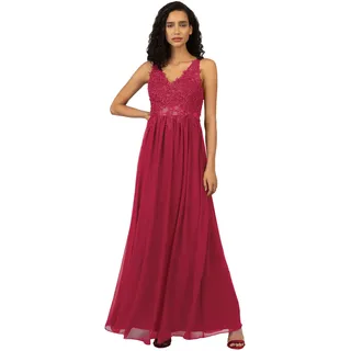 ApartFashion Damen Langes Abendkleid, ärmellose bestickte Spitze mit Chiffonrock, rückenfreies Design, Partykleid mit V-Ausschnitt und Schlitz, perfekt für besondere Anlässe