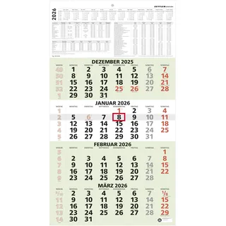 Zettler 4-Monatskalender Wandkalender 2026 33 × 59 cm