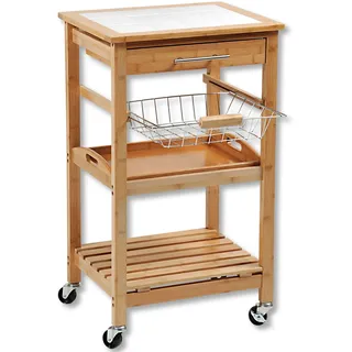 KESPER Servierwagen Bambus Keramik 48x81x38 cm Braun Weiß