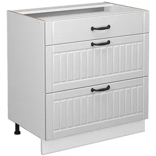 Vicco Badschrank, Weiß, Landhaus/Weiß 80 x 82 cm, mit 3 Schubladen, ohne Arbeitsplatte