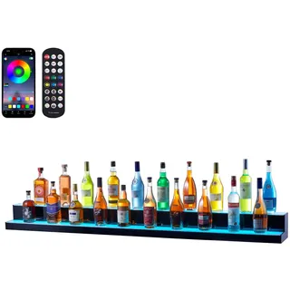 VEVOR Barregal Weinregal, LED-beleuchtetes Hausbarregal mit RF-Fernbedienung und App-Steuerung, 2 stufiges Getränkebeleuchtungsregal aus Acryl, 1828 x 200 x 150 mm Weinflaschenständer Freistehend