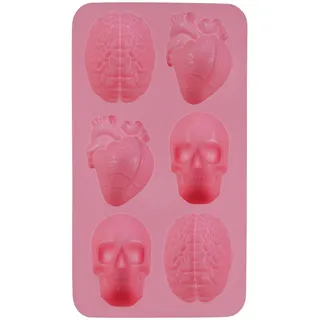 FIESTAS GUIRCA | Gruselige Halloween Silikonform 6-fach (28x16 cm) - Backform für Kekse und Muffins oder für Eiswürfel - ideal für Schaurige Halloween Leckereien - Farbe Orange