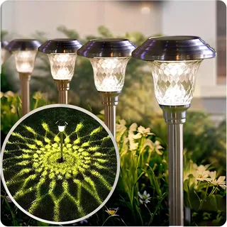 BEAU JARDIN 8 Stück Solarlampen für Außen Gartenbeleuchtung Solar Außen Verbesserte Solarleuchten für Außen Winterfest mit 3 Modi Farben Wechselnd Wasserdichte Edelstahl Solar Gartenleuchte für Rasen