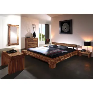 Massivholzbett Balkenbett 180 x 200 cm aus Akazie CARMA - Braun