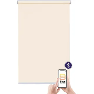 Elektrisches Rollo SUNLINES "Akkurollo Upcycling appgesteuert, blickdicht, Sunlines", beige (creme), B:170cm H:220cm, Kunststoff, Metall, Polyester, Rollos, Elektrisches Rollo, appgesteuert via Bluetooth