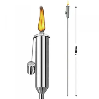 Edelstahl Gartenfackel Garten Fackel Fackeln Feuer 110cm Rostfrei Öllampe Neu