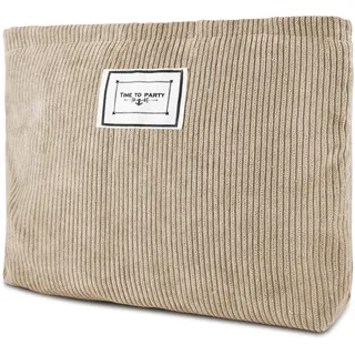 Kulturtasche Kosmetiktasche Cord Waschtasche Makeup Organizer Damen, Khaki