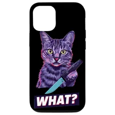 Hülle für iPhone 15 Halloween Katze Messer Design Witzige Tier Katzen