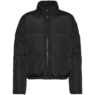 Noisy May Damen Kurze Puffer Übergangsjacke | Warme Stepp Jacke ohne Kapuze | Wattierter Blouson NMANNI, Farben:Schwarz, Größe:XS