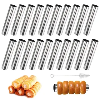 20 Stück Schaumrollenformen, 12cm Edelstahl Cannoli Röhrchen, Schillerlockenform, Schaumrollenformen Antihaft, Cannoli Backform, Cannoli Röhrchen Schaumrollenform für Croissant Hörnchen