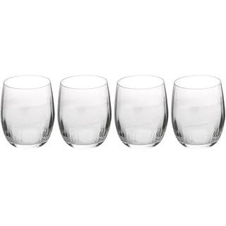 MIKASA Treviso Kristall Stielloses Weinglas, 350ml, 4er-Set bleifreie, klare, feine Gläser mit Riffel-Effekt für Feiern
