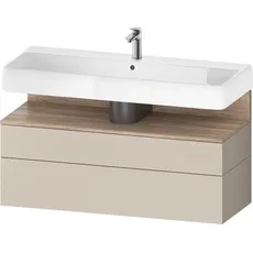 Duravit Qatego Waschtischunterbau, 1 Auszug und 1 Schublade, 1190x470x590mm, Nische Eiche Mamoriert, QA4396055, Farbe: Taupe Supermatt/mit Nischenbeleuchtung