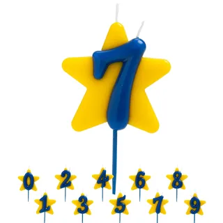 Dekora - Solidarität Geburtstagskerze | Spezielle Sternkerzen - Doppelte Wunschkerzen für kranke Kinder - Nummer 7, Blau
