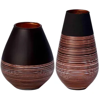 Villeroy & Boch "Vasen-Set Soliflor Manufacture Swirl 2er Set schwarz-kupfer", schwarz, kupfer),