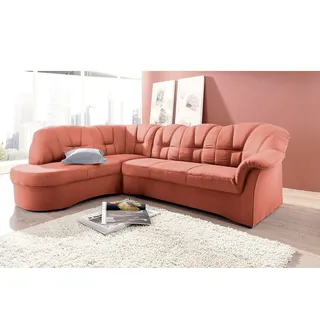 DOMO collection Ecksofa »Papenburg L-Form«, mit Ottomane, wahlweise mit Bettfunktion, orange