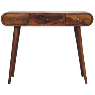 Artisan Furniture Spiegelschminktisch in Kastanienholz-Essenz mit 2 Schubladen, 4 Fächer, Braun , Metall , Echtholz,Mangoholz , Holz Optik , Rechteckig , 100x80x40 cm , FSC 100%, Handmade in India , Schlafzimmer, Schminktische