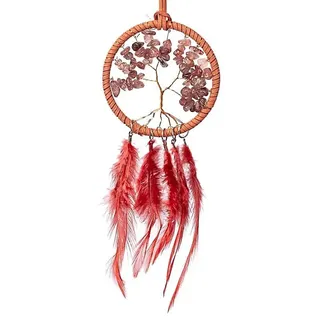 Traumfänger Lebensbaum Erdbeerquarz -- ±7x23cm