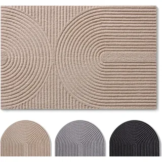 Blumtal Fußmatte 60x90 cm - rutschfeste Schmutzfangmatte - Fußabtreter mit Muster - Fußmatten Haustür - Türmatte aus Polyester - Fußmatte innen/Schmutzfangmatte außen - Fußabstreifer Beige