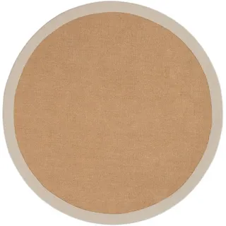carpetfine Sisalteppich »Sisal« rund 5 mm Höhe mit farbiger Bordüre, Anti-Rutsch Rückseite, grau