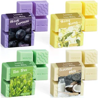 Duftwachs für Duftlampe, Wax Melts für Kerzen Wärmer, Vegan Wachsschmelzen von Sojawachs, Raumduft Geschenkset für Muttertag, Weihnachten, Geburtstag, Yoga, Entspannung, Meditation, 4 Stück