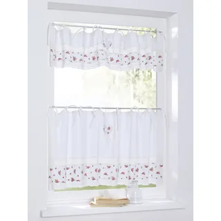 Kutti Scheibengardine Bistrogardine Panneaux Lavie weiß Rosen Häkelspitze Baumwolle Landhausstil 120 x 25cm