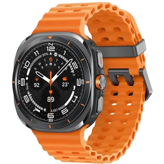 Samsung Galaxy Watch Ultra 4G 47 mm Titaniumgehäuse grau Gummiarmband orange One Size